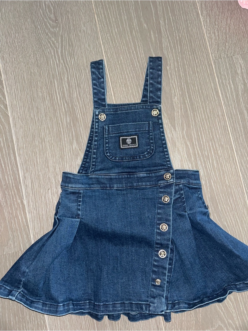 Versace Dark Blue Denim Overall Skirt for Kids